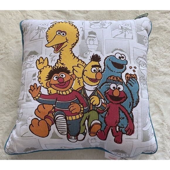 Sesame Street Square Decorative Pillow Big Bird Elmo Cookie Monster Ernie Bert - Picture 1 of 16